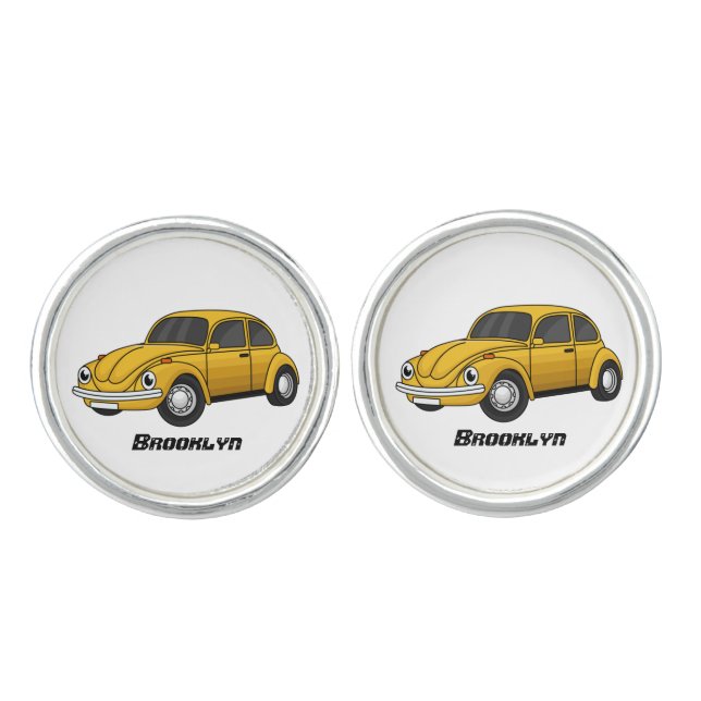 Classic car cartoon cufflinks (Front)