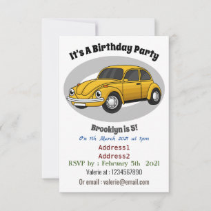 Classic car cartoon invitation