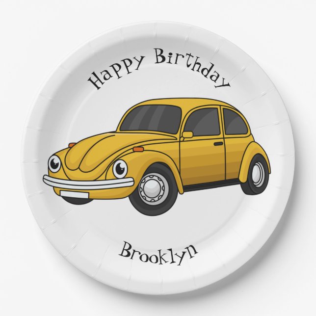 Classic car cartoon paper plates (Front)