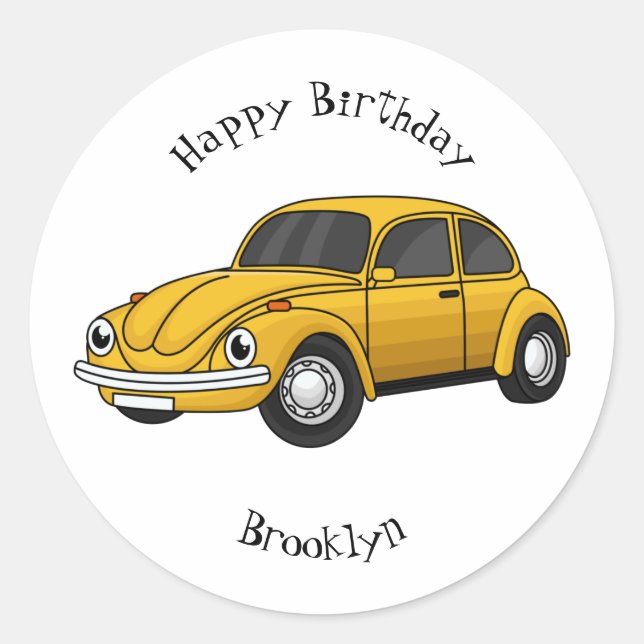 Classic car cartoon round sticker (Front)