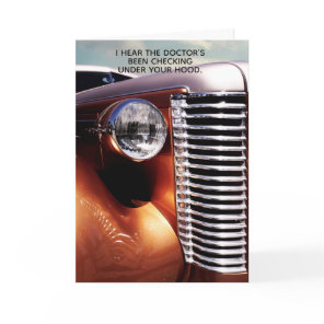 Classic Car Check Under Hood Get Well Card