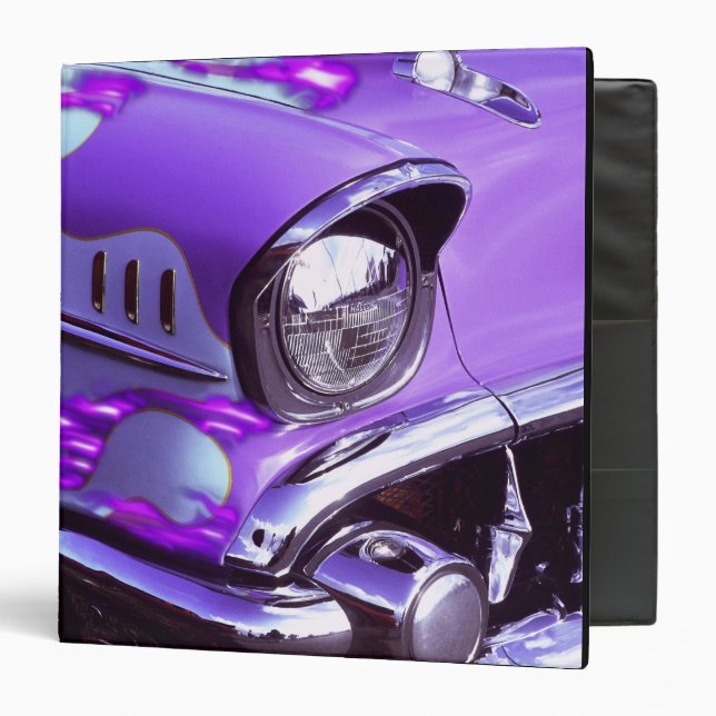 Classic car: Chevrolet with flaming hood 3 Ring Binder (Front/Inside)