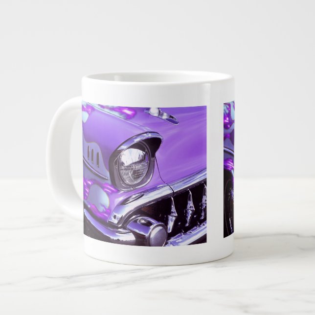 Classic car: Chevrolet with flaming hood Large Coffee Mug (Front Left)