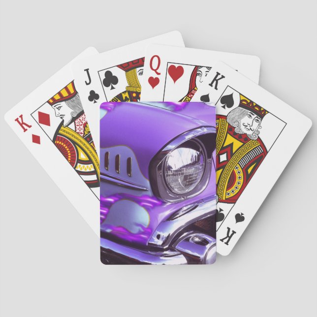 Classic car: Chevrolet with flaming hood Poker Cards (Back)