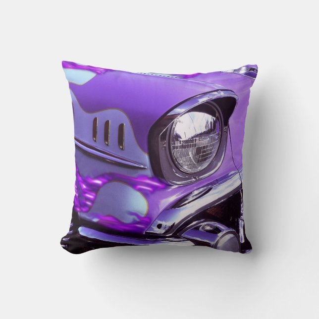 Classic car: Chevrolet with flaming hood Throw Pillow (Front)