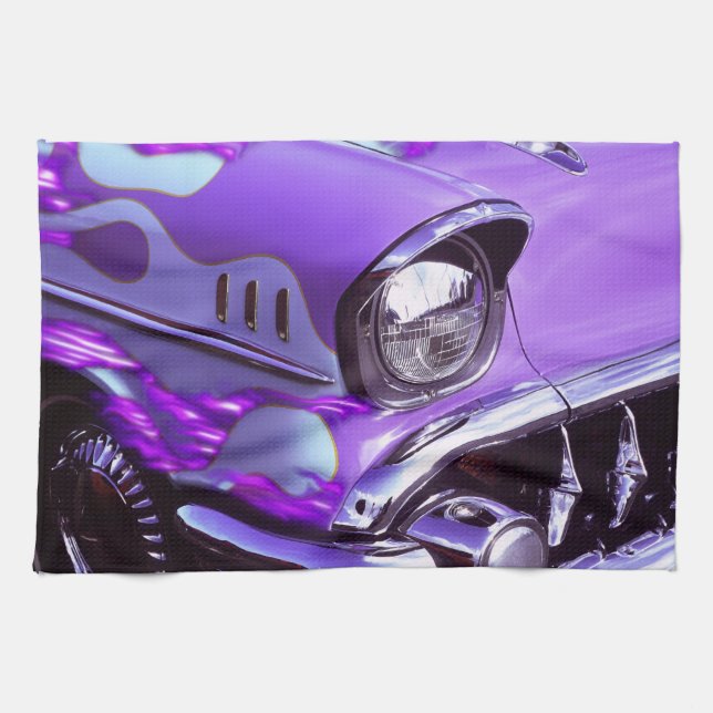 Classic car: Chevrolet with flaming hood Towel (Horizontal)