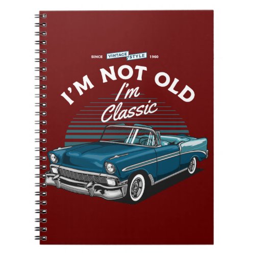 CLASSIC CAR CHEVY BEL AIR CONVERTIBLE 1956 NOTEBOOK