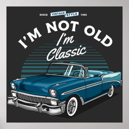 CLASSIC CAR CHEVY BEL AIR CONVERTIBLE 1956 POSTER