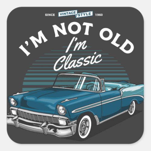 CLASSIC CAR CHEVY BEL AIR CONVERTIBLE 1956 SQUARE STICKER
