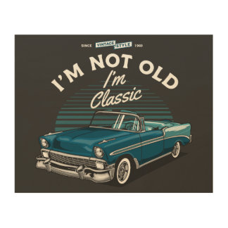CLASSIC CAR CHEVY BEL AIR CONVERTIBLE 1956 WOOD WALL ART