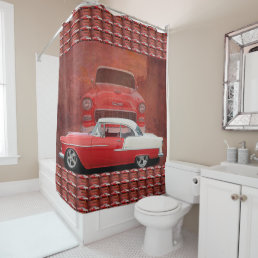 Classic Car Chevy Bel Air Red White Vintage Dodge Shower Curtain