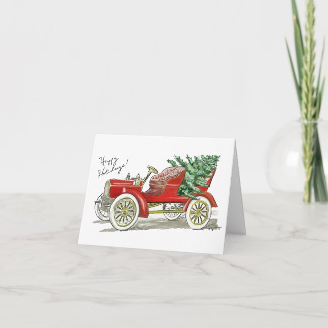 Classic Car Christmas Holiday Card (Front)