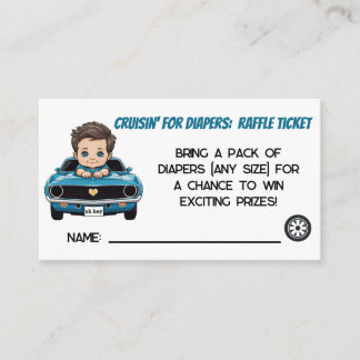 Classic Car Cruisin' In Diaper Raffle Ticket Enclosure Card
