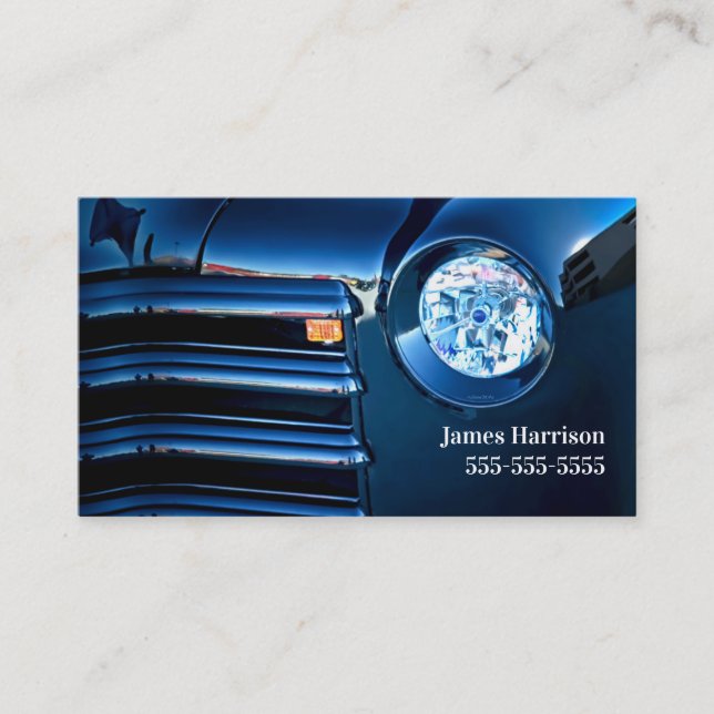 Classic Car Deep Blue Automotive Business Card (Front)