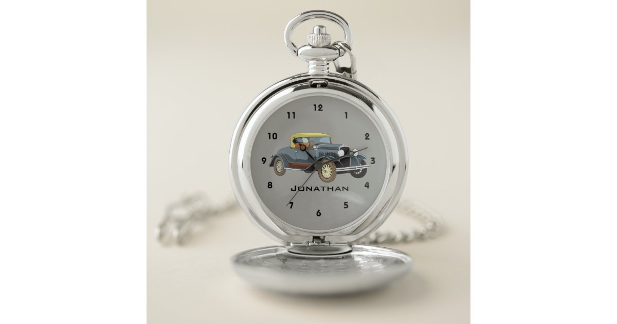 Classic Car Design Pocket Watch | Zazzle