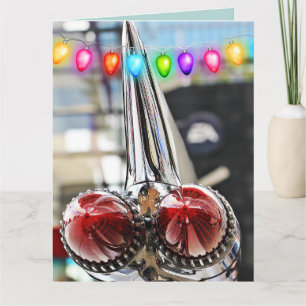 CLASSIC CAR FINS CADDY CHRISTMAS CARDS