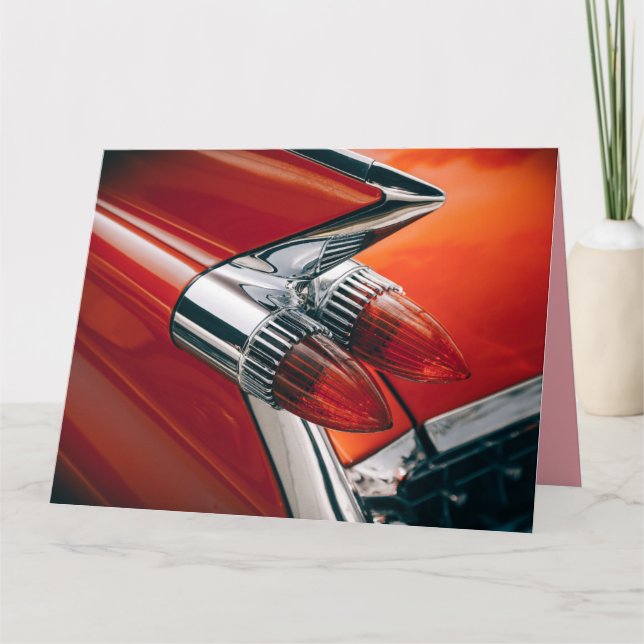 CLASSIC CAR FINS FOR HIM BIRTHDAY CARDS (Front)