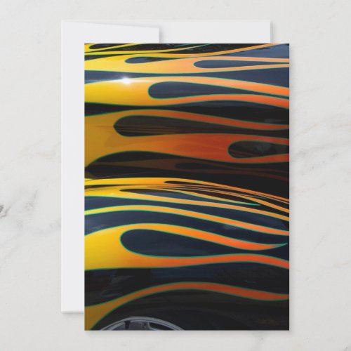 classic car flames black background invites