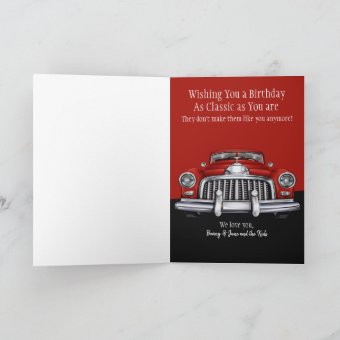 Classic Car for a Classic Guy Birthday Card | Zazzle
