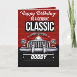 Classic Car for a Classic Guy Birthday Card<br><div class="desc">Classic Car for a Classic Guy Birthday Card is Perfect for any male.  Car lovers. Grandfathers. Dad,  the true gentleman. Black,  Red,  White colors appeals to men.</div>
