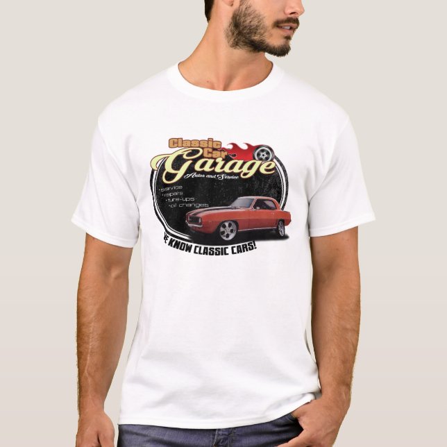 Classic Car Garage Camaro T-Shirt (Front)
