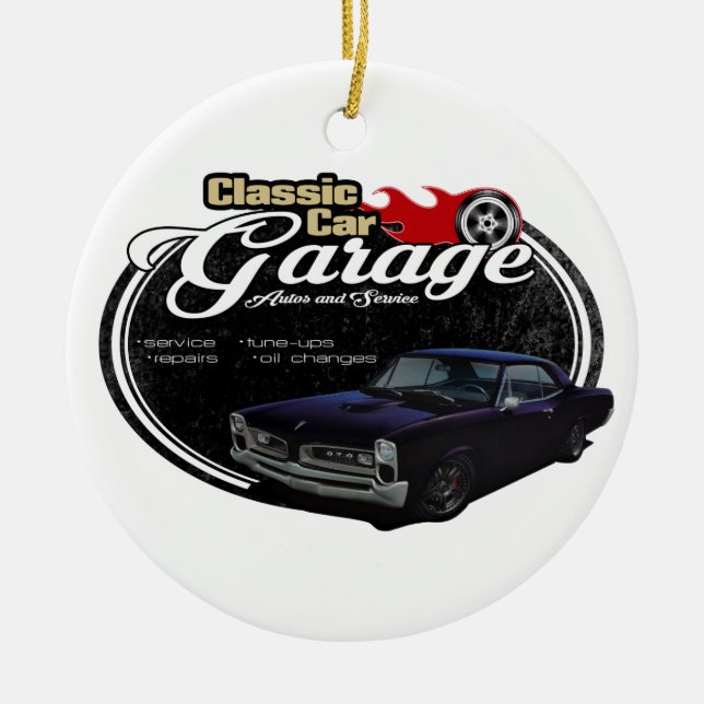 Classic Car Garage Custom GTO Ceramic Ornament (Front)