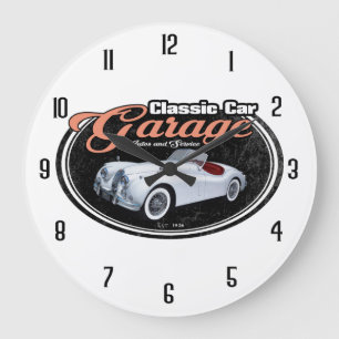 Classic Car Garage Jag Large Clock