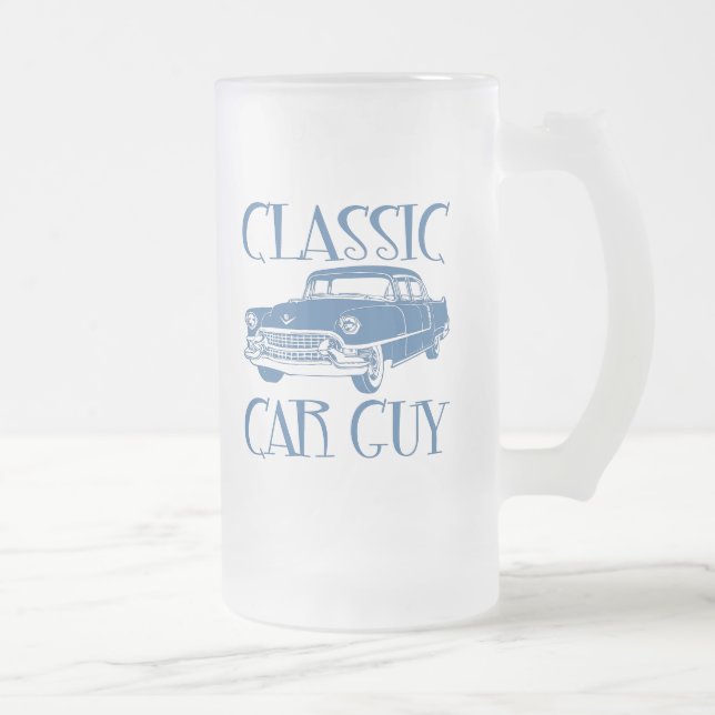 Classic Car Guy Frosted Glass Beer Mug (Right)