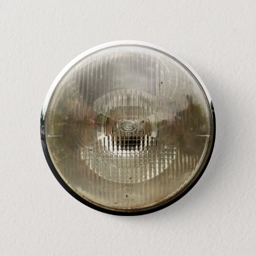 Classic car headlamp with round clear glass lens button