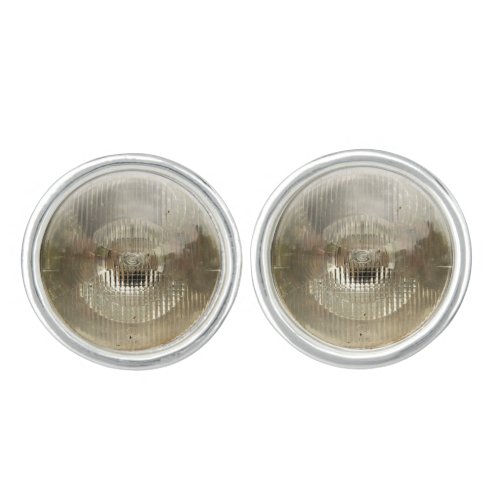 Classic car headlamp with round clear glass lens cufflinks