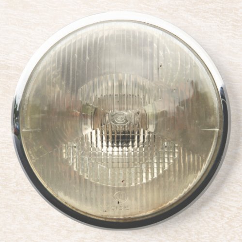 Classic car headlamp with round clear glass lens drink coaster