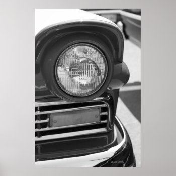 Classic Car  Headlight Grill Black And White Poster by dbvisualarts at Zazzle