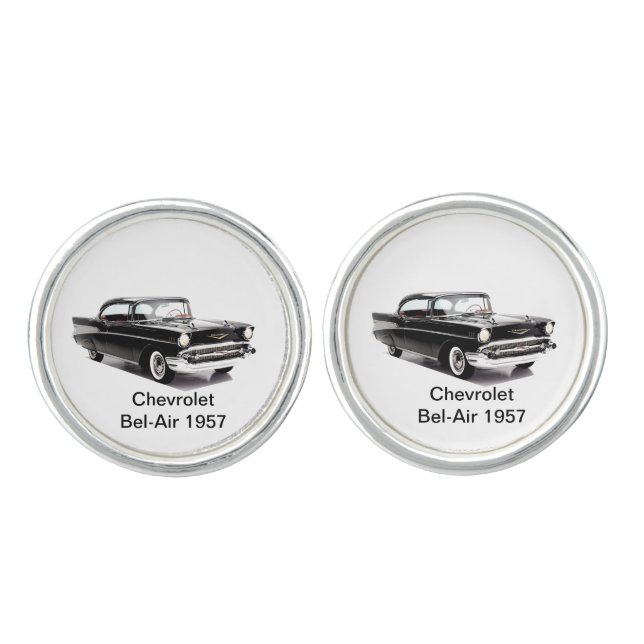 Classic car image  Round Cufflinks, Silver Plated Cufflinks (Front)