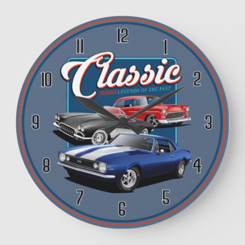 Classic Car Legends of the Past Large Clock