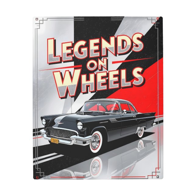 Classic Car Legends On Wheels Metal Print (Front)