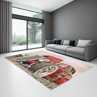 Classic Car Man Cave Rug