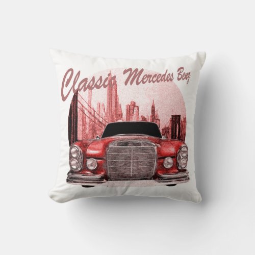 Classic Car Mercedes Benz Throw Pillow