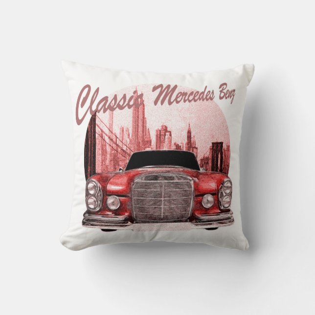 Classic Car Mercedes Benz Throw Pillow (Front)