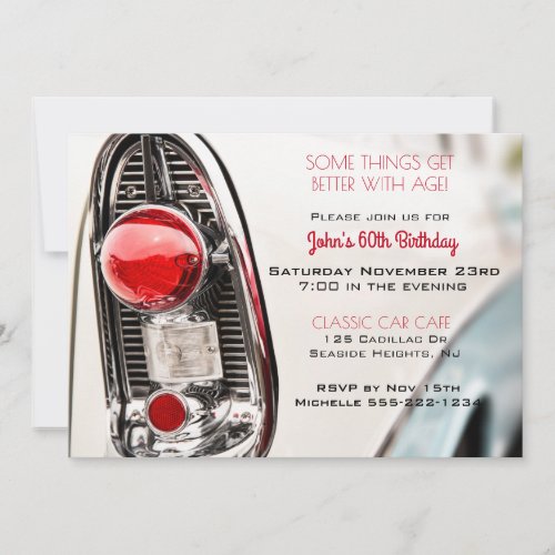 Classic Car Mid Century Tail Light Invitation