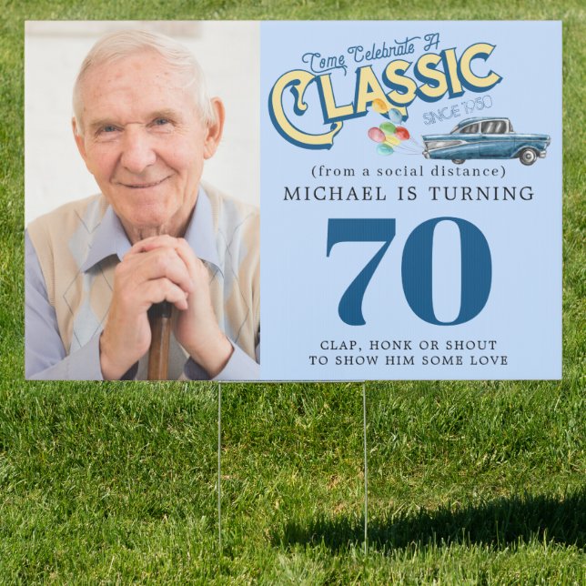 Classic Car Milestone Birthday | Drive By Yard Sign (Insitu)