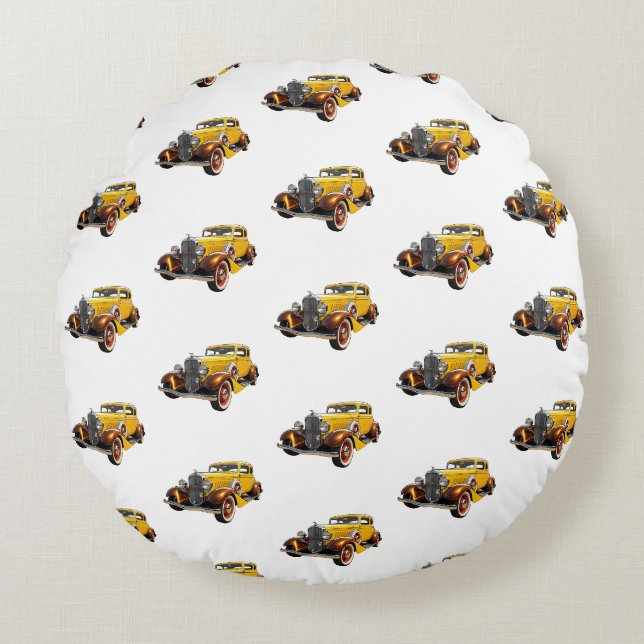 Classic Car Modern Cool Round Pillow (Front)
