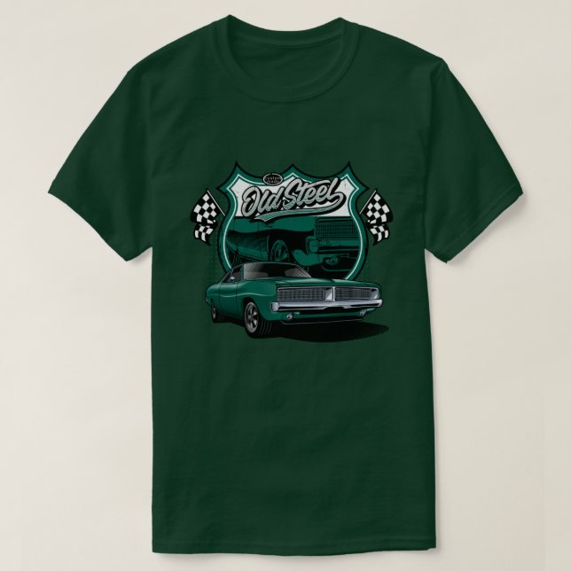 Classic Car Old Steel Race Pattern T-Shirt (Design Front)