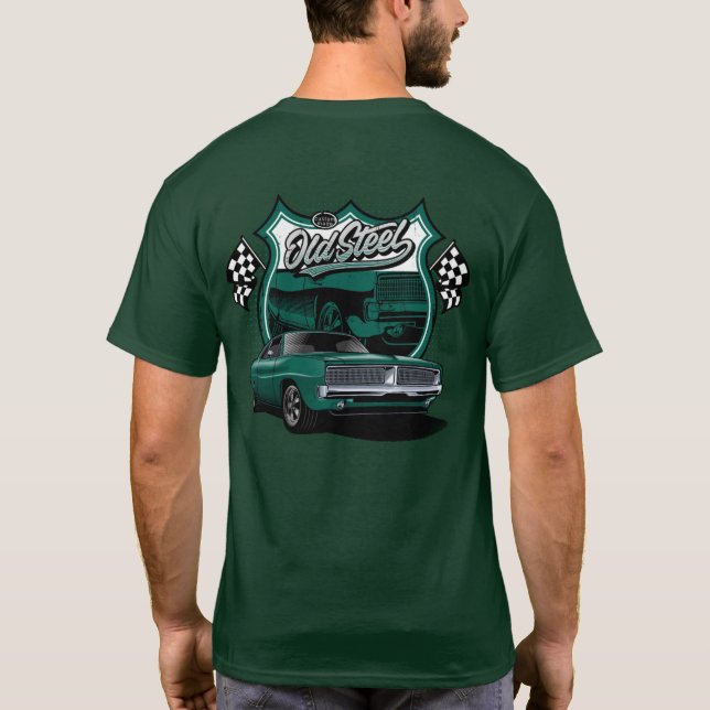 Classic Car Old Steel Race Pattern T-Shirt (Back)