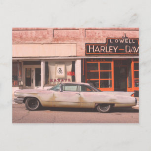 Classic Car Old West Town Postcard