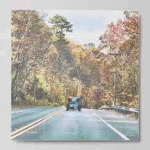 Classic Car on Open Road Photo Tile