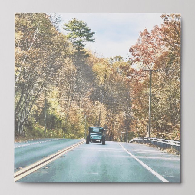 Classic Car on Open Road Photo Tile (Front Set)