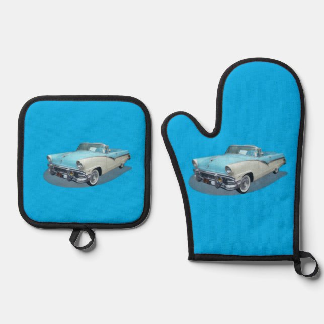 Classic Car Oven Mitt & Pot Holder Set (Front)