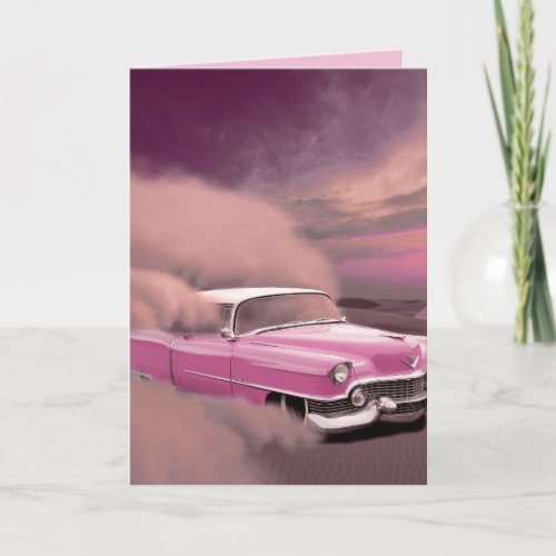 CLASSIC CAR PINK CADDY GREETING CARDS