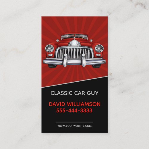 Classic Car Red Black Modern Abstract Photo Business Card
