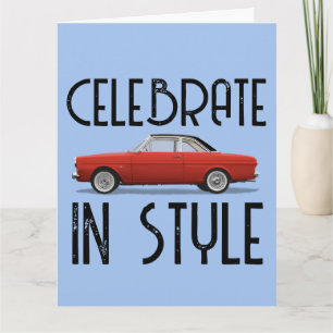 CLASSIC CAR RED COUPE  BIRTHDAY CARD